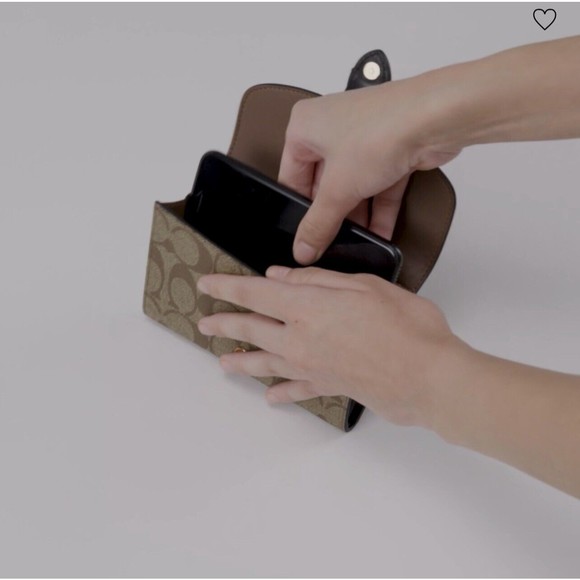 Coach C6897 Kleo Wallet In Blocked Signature Canvas Khaki Brown NWT Org $228 - Picture 10 of 10